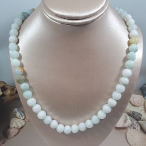 Aquamarine gemstone silver necklace